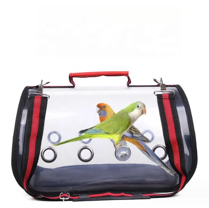 Personalizar Leve Airline Aprovado Transparente Respirável Janela Net Mesh Parrot Travel Cage Pet Bird Carrier Tote Bag