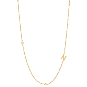 Collier en acier inoxydable doré personnalisé avec nom, minuscules breloques en cristal, 26 initiales, chaîne fine, vente en gros de bijoux cadeaux pour femmes - Product Image 4