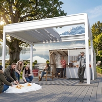 Pergola motorisée en aluminium à lames orientables Sweet Home, auvent rétractable extérieur, système d'ombrage imperméable pour jardin, style antique