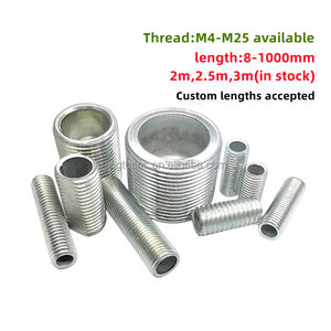 Tube de fixation pour luminaire en acier zingué fileté M10x1, tube creux entièrement fileté pour luminaires - Product Image 4