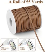 Tali Suede Imitasi 2.7mm, Gulungan 55 Yard, Tali Kulit Mikrofiber Lembut untuk Pembuatan Perhiasan, DIY Gelang, Kalung, Kerajinan Manik-manik