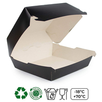 Caja de Cartón Negra para Envíos, Almuerzo, Hamburguesas, Comida para Llevar, Embalaje de Grado Alimenticio, Caja de Papel para Hamburguesas
