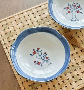 Japanese Style <b>Ceramic</b> Dish, Deep Small <b>Plate</b> with Under-glaze Painting, Home Tableware - Product Image 1
