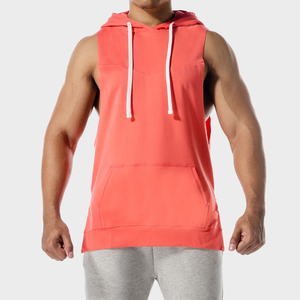 Hoodies sans manches 100% coton pour hommes, pour la musculation, le fitness, la gym, la musculation, hoodies sans manches coupés pour hommes - Product Image 1