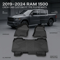 Tapis de sol TPE pour Dodge Ram 1500 Crew Cab 2019-2024, conduite à gauche, toutes saisons, sur mesure, accessoires de voiture 3D