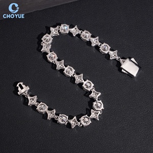 Hot Sale Star Design Moissanite Cuban Link <b>Bracelet</b> Rhodium Plated <b>Solid</b> 925 <b>Silver</b> Hiphop Iced Out Jewelry - Product Image 6