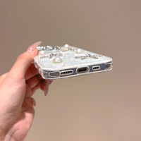 Casing HP iPhone 17 Pro Max Mewah Berhias Mutiara dan Rhinestone dengan Desain Pelindung Kamera, Cocok untuk Wanita, untuk iPhone 16 15 14