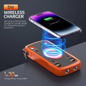 Bán buôn xách tay Thuốc lá nhẹ hơn năng lượng mặt trời ngân hàng điện 10000mAh được xây dựng trong cáp không dây sạc Li-polymer pin 35 Wát đầu ra - Product Image 2