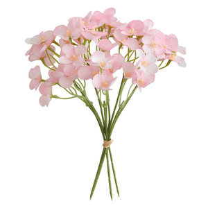 Bouquet d'hortensias artificiels Yoshinobu, petite taille, fleurs en soie, couleur claire, décoration d'intérieur pour table - Product Image 5