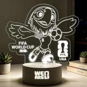 Lampe LED en acrylique sur le thème de la Coupe du Monde <span class=keywords><strong>FIFA</strong></span> 2026 aux États-Unis, motif mascotte, lumière changeante de couleur, interrupteur tactile, décoration de bureau, souvenirs sportifs - Product Image 5