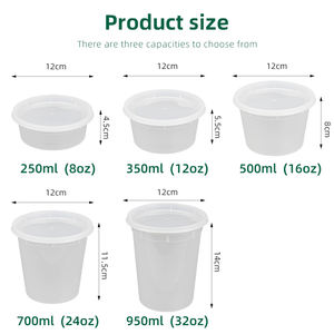 Contenants Alimentaires Jetables en <span class=keywords><strong>Plastique</strong></span> pour Soupe avec Couvercles, 8oz 12oz 16oz 24oz 32oz, Clairs et Hermétiques pour Traiteur - Product Image 2