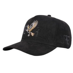 Tcap China <b>Black</b> Suede 5Panels Hat With Metal logo <b>Baseball</b> <b>Cap</b> - Product Image 2