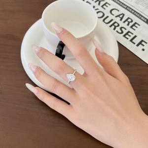 महिलाओं के वादे के लिए दीपवार के आकार की सगाई, रोडियम के साथ चांदी 925 आंसू पोंछते हुए रजत - Product Image 4