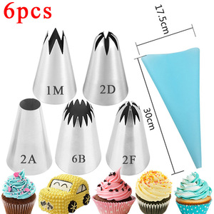 Stainless Steel Piping Tips Set 1M 2D 2F 6B 2A Reusable For Cake Decorating Butter Icing - Product Image 3