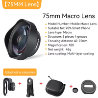 Objectif macro Ulanzi 75 mm 10x, mise au point manuelle, objectif optique universel pour iPhone 15/14/13/12 et Android