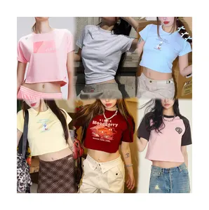 สาวBoxyเสื้อยืดขายส่งผสมLivelyกีฬาสั้นเครื่องแต่งกายสต็อกRoupas Da Atacado