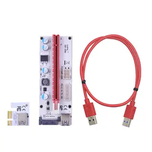 VER008S PCI-E Riser כרטיס 008S PCI Express 1X כדי 16X 60CM USB 3.0 כבל 4Pin 6Pin SATA כוח LED עבור וידאו כרטיס