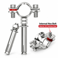 Écrou d'expansion en acier inoxydable 304, collier de serrage pour tuyau, support de fixation M8 pour montage mural et plafond en béton