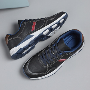 Chaussures décontractées en similicuir à lacets, antidérapantes, à semelle épaisse, baskets de marche tendance pour hommes, pour un usage quotidien en extérieur - Product Image 5