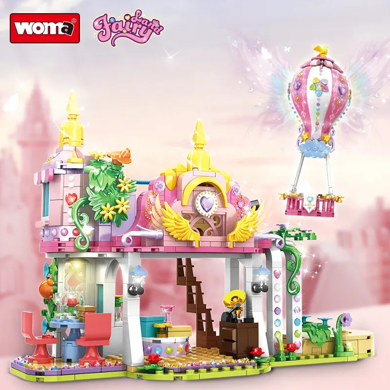 WOMA TOYS C0257 543 pz mattoncini per costruzione di casa fatta da te Villa costruzione Set per ragazze con adesivo diamantato