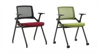 Chaise de conférence de bureau moderne pliable et mobile en acier avec roulettes en nylon et mousse haute densité pour la maison, le bureau et l'école