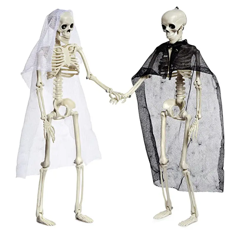 Скелет на Хэллоуин, полный пластиковый скелет с движущимися суставами, человеческие кости для вечеринки на Хэллоуин, в помещении и на улице