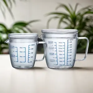 250ml 500ml verre épais transparent à haute teneur en borosilicate résistant à la chaleur tasse en verre réutilisable avec poignée pour la cuisson tasse à mesurer