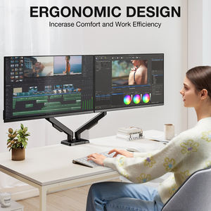 <span class=keywords><strong>Support</strong></span> de bureau à <span class=keywords><strong>double</strong></span> bras de moniteur, <span class=keywords><strong>support</strong></span> de moniteur à ressort à gaz réglable pour écrans de 17 à 34 pouces Rotation pivotante et inclinable à mouvement complet - Product Image 6