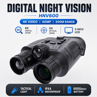 Jumelles de vision nocturne infrarouge HNV600 avec lampe torche intégrée, appareil de vision nocturne numérique 4K, observation des animaux
