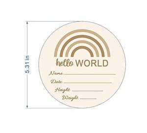 Biglietto di Annuncio Nascita Personalizzato in <span class=keywords><strong>Legno</strong></span> Arcobaleno Rotondo per Accessori Fotografici Neonato | Disco in <span class=keywords><strong>Legno</strong></span> per Neonati | Mio figlio, <span class=keywords><strong>sono</strong></span> qui | Arcobaleno - Product Image 3