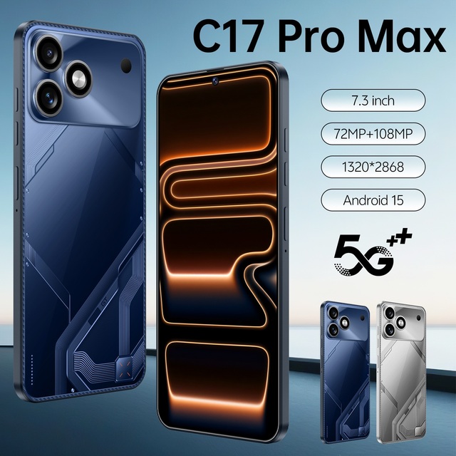 C 17 Pro Max Smartphone WholesaleFactory Price 16GB+1TB Storage 7.3inch Big Screen 5G Global Mobile Android Phone