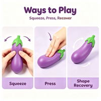 Grand Squishy Aubergine Géant Mignon Personnalisé en Gros, Modèle de Légume Simulé Amusant à Presser à la Main pour Cadeaux de Bienvenue et Lots de Cadeaux