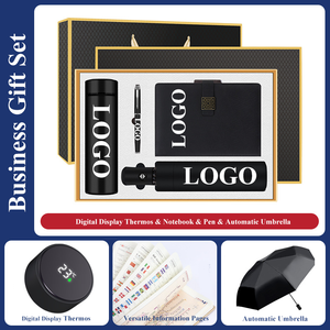 Set de Regalo Promocional Premium 4 en 1 con Logotipo Personalizado, con Artículos de Regalo: Taza de Vacío de Lujo, Cuaderno, Bolígrafo y Paraguas, Kit Ejecutivo - Product Image 1