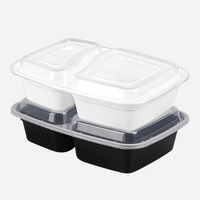 Conteneur alimentaire rectangulaire jetable en plastique PP de qualité alimentaire de 32 oz, bol micro-ondable avec couvercle anti-fuite, logo personnalisé