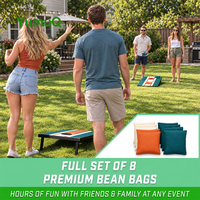 Ensemble de planches de cornhole YumuQ personnalisées en contreplaqué multicouche avec cadre en pin et sacs de haricots, jeu de cornhole pour jardin et cour arrière