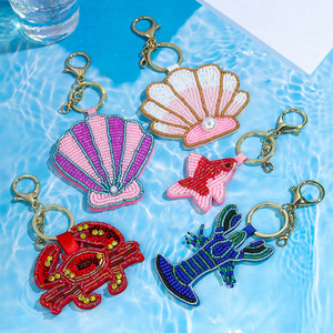 New Creative Ocean Theme Keychain Lobster Crab Bead with Shell Charm Summer Sea Animal <b>Bag</b> Pendant for Women <b>Novelty</b> Beach Gift - Product Image 1