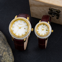 Montre pour homme en jade synthétique de luxe, incrustée de cristaux, mouvement à quartz Miyota, boîtier en alliage IPG, bracelet en cuir PU, étanche 3ATM, DOE/DOM