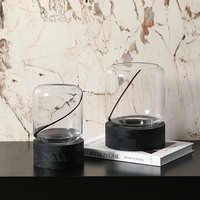 Vase en verre de base en bois fait à la main minimaliste décor à la maison intérieur table salon décoratif verre clair vases à fleurs
