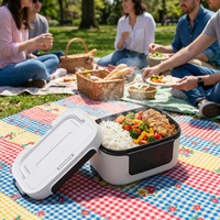 Chauffe-plat sans fil rechargeable par USB, en acier inoxydable, étanche, pour voiture, bureau, voyage, boîte à lunch électrique chauffante portable
