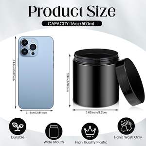 100mL 120ml 150ml 200ml 250ml 300ml 4oz 8oz Tarro de plástico negro Suplemento para mascotas Contenedor de alimentos Tarro de alimentos con tapa de plástico personalizada - Product Image 3