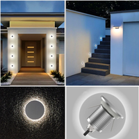 Lumière murale encastrée LED en aluminium étanche IP67 1W 12-24V, lumière lunaire, éclairage extérieur pour couloir, jardin, escalier, maison
