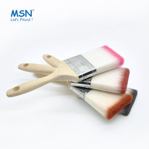 Juego de pinceles de pintura al óleo de faja plana de filamento sintético de doble color MSN, pinceles de <span class=keywords><strong>rodillo</strong></span> de pintura de pared con mango de madera de 6 piezas - Product Image 1