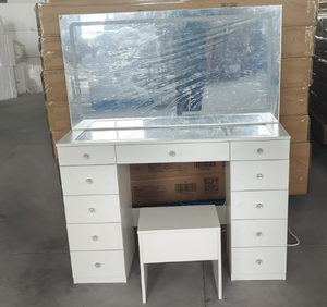 Modern <strong>Simple</strong> LED <strong>Mirror</strong> MDF Makeup Vanity Feature <strong>Dressing</strong> <strong>Table</strong> <strong>with</strong> Stool for Beauty Bedroom Hotel Home - Product Image 1