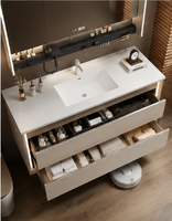 Plan de toilette de salle de bain d'hôtel en pierre frittée moderne sur mesure avec lavabo intégré de luxe, usine OEM ODM