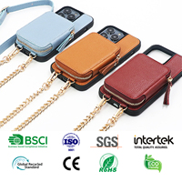 2026 Sarung Ponsel Kulit Berkualitas Tinggi dengan Kantong Kartu dan Dompet Kulit, Sarung Ponsel Kustom untuk iPhone 15 17 18 Pro Max