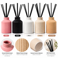 Bouteille diffuseur à roseaux en céramique côtelée nordique de 190 ml, moderne et minimaliste, pour aromathérapie et décoration intérieure – Vente en gros