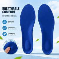 Semelles intérieures en maille tricotée bleu roi avec soutien de la voûte plantaire, respirantes, pour le sport, amorti ETPU, absorption des chocs pour la course et la gym