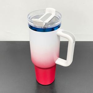 Mugs et gobelets de voyage H2.0 de 40 oz, coloris dégradé rouge et bleu, avec fond plaqué, pour gravure laser - Expédition depuis l'entrepôt américain - Product Image 3