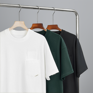 Custom White Regular Fit Cropped Heavyweight 300 GSM Knitted Cotton Blank Breathable Anti-Shrink Eco-Friendly Men's T-Shirt - Product Image 2