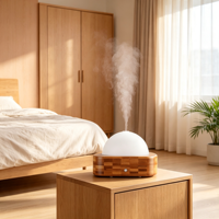 Diffuseur ultrasonique de bureau compact pour la maison, machine à parfum aux huiles essentielles effet bois, humidificateur d'aromathérapie